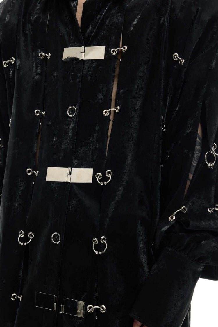 Metal Buckle PU Shirt Jacket — Argue Culture — view 4
