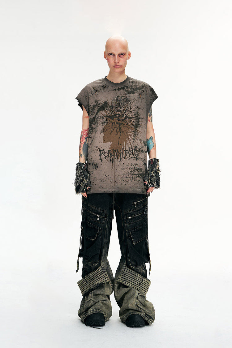 Gradient Washed Cargo Jeans — Personsoul — view 5