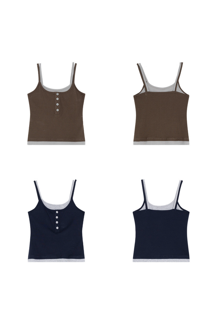 Layered Contrast Strap Tank — Loopsoon — view 6