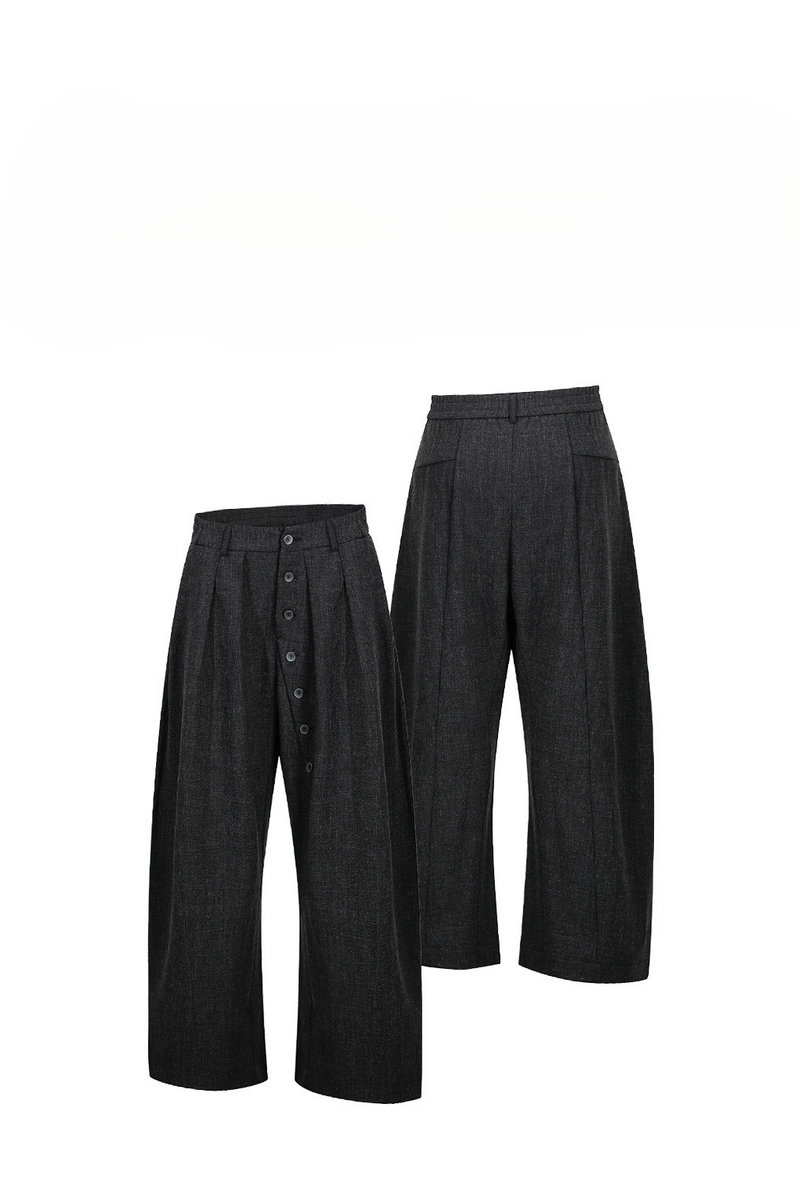 Button Detail Pleated Trousers