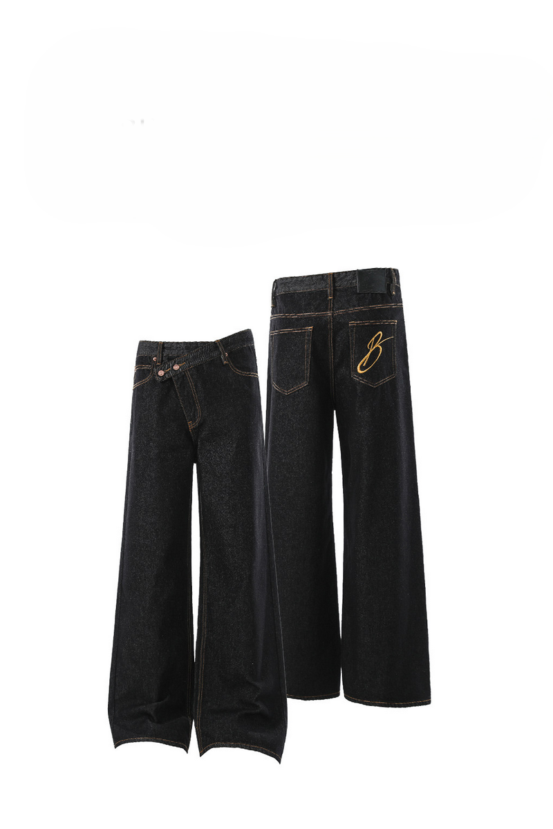Asymmetric Black Jeans