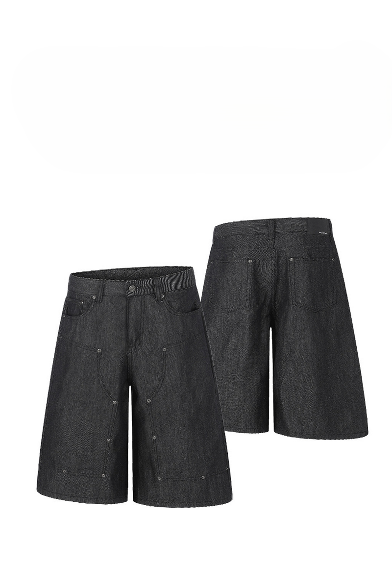 Wide Leg Raw Denim Shorts