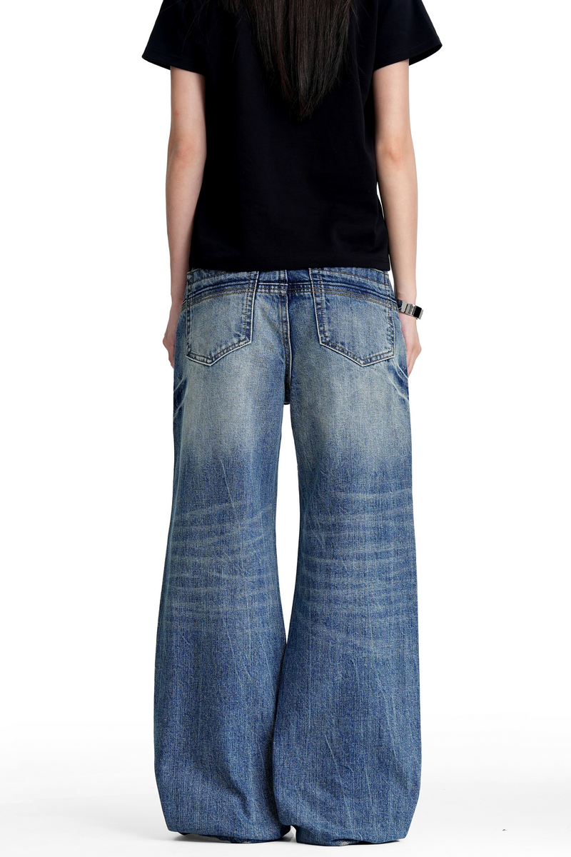 Whiskered Straight Bootcut Jeans