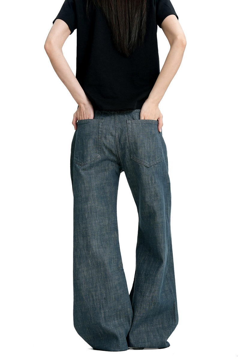 Aqua Stitch Barrel Jeans