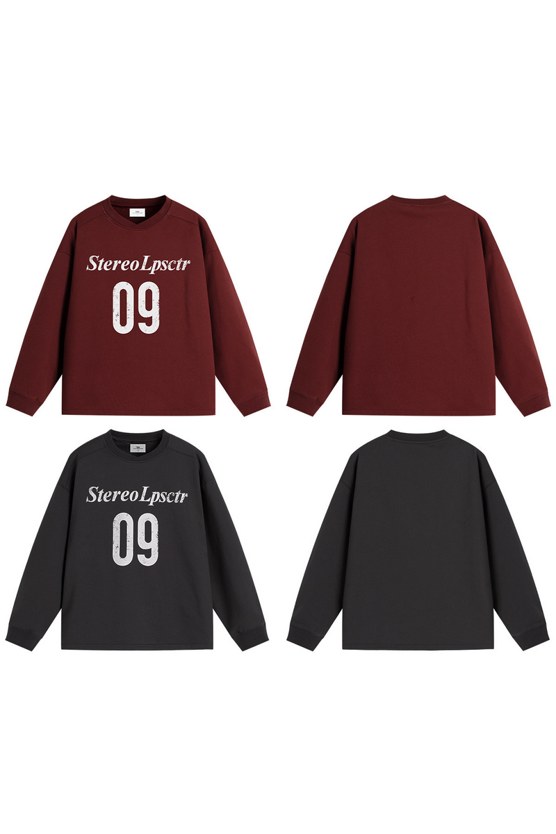 Number Print Collar Sweatshirt