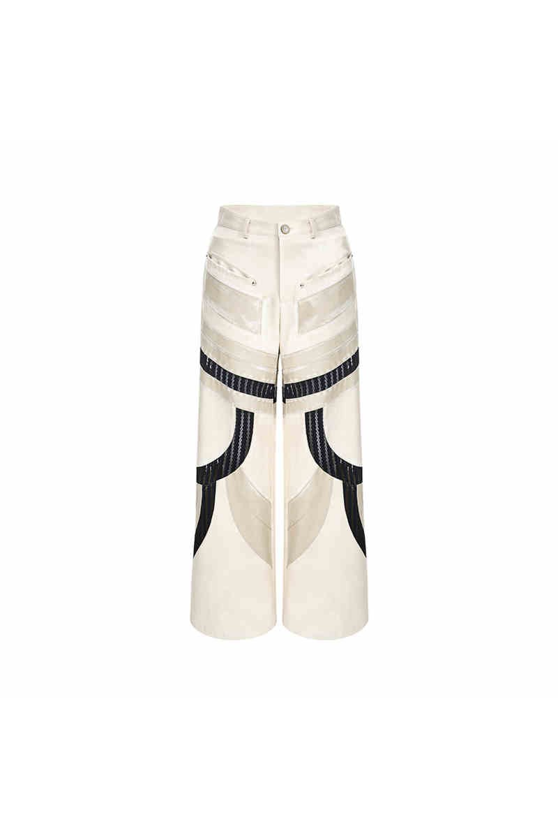 Liquid Mesh Cutout Leather Trousers