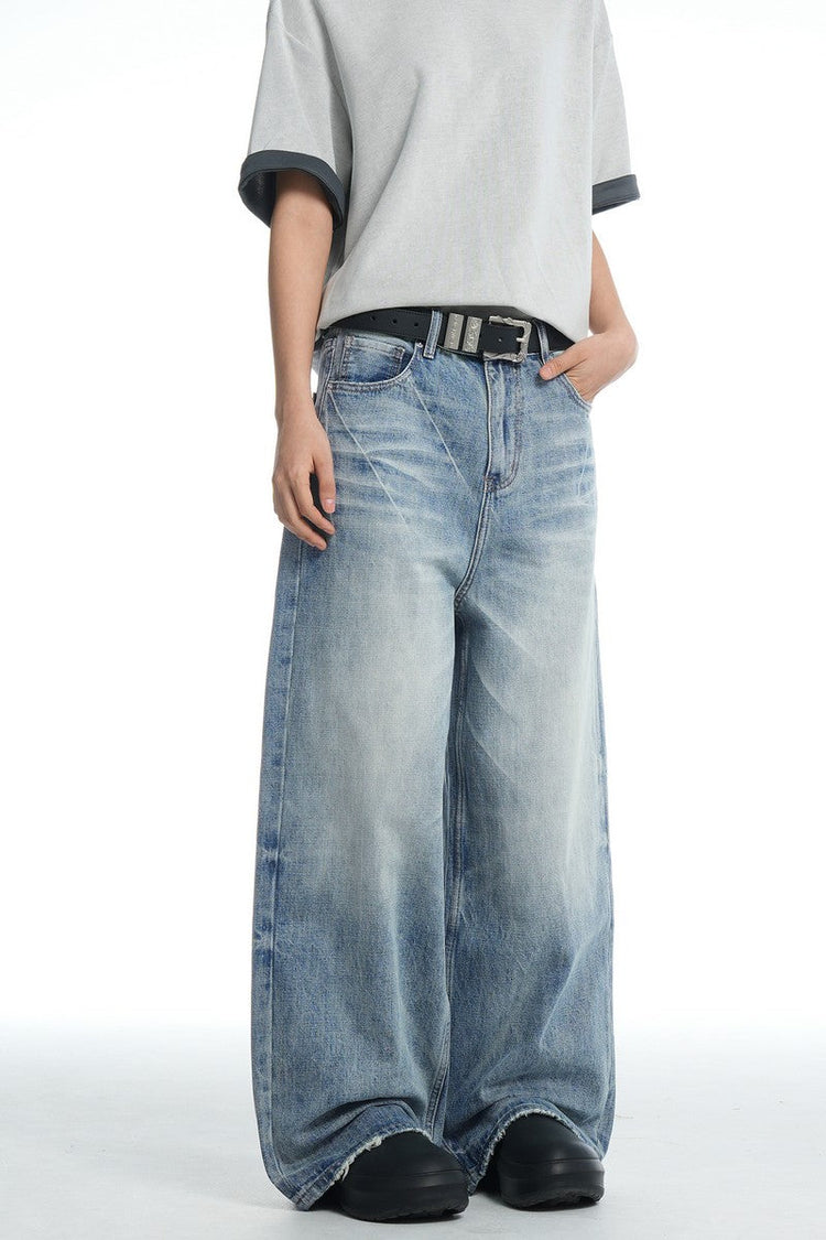 Whiskered Cleanfit Baggy Jeans — Trenqor Basics — view 5
