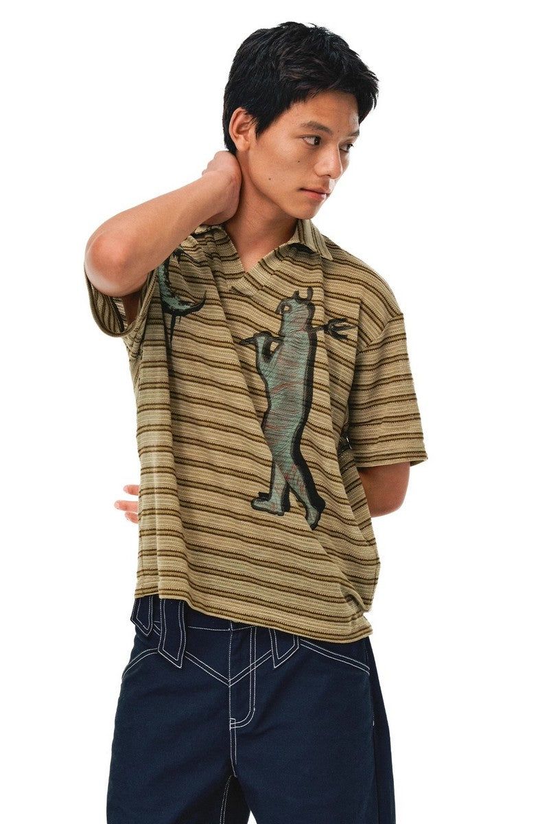 Striped Colorblock Polo Tee