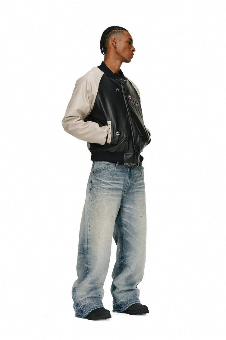 Washed Rhinestone Straight Jeans — Antidote — view 5