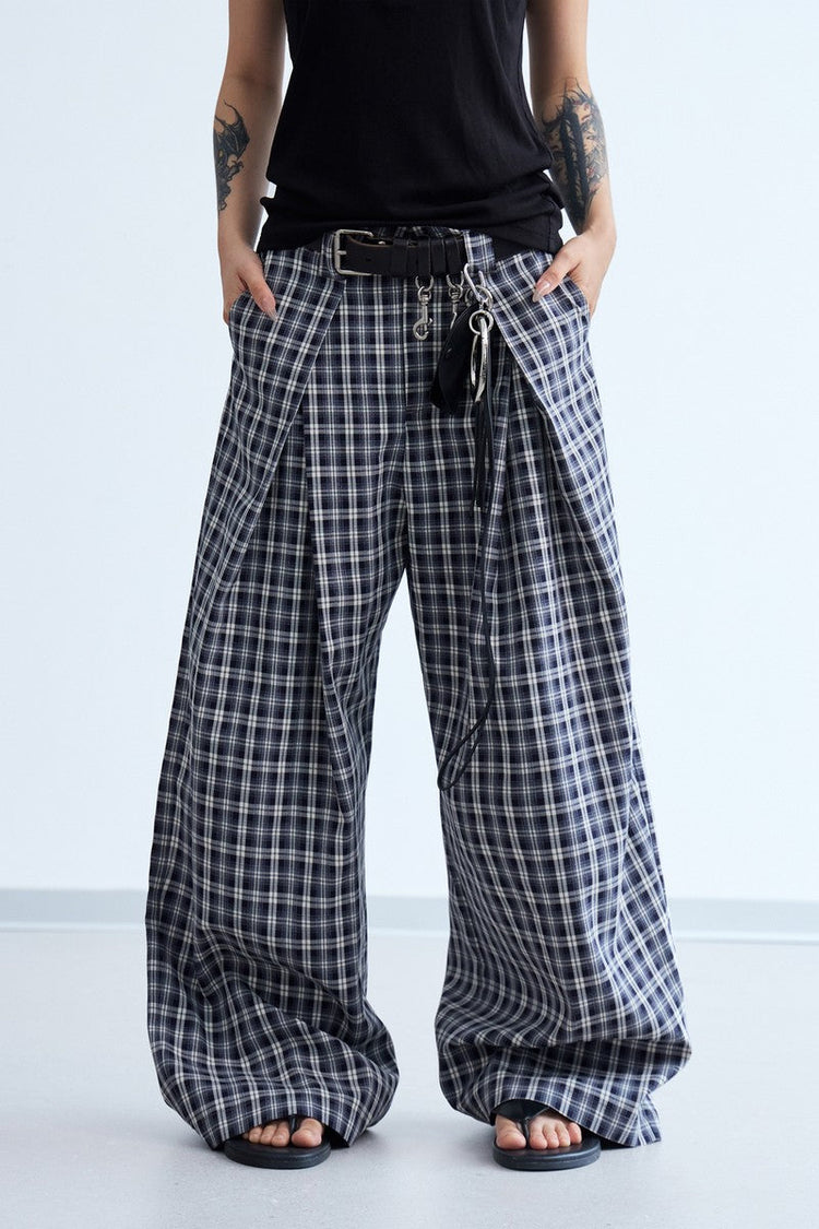 Pleated Plaid Wide Pants — PeopleStyle — view 6