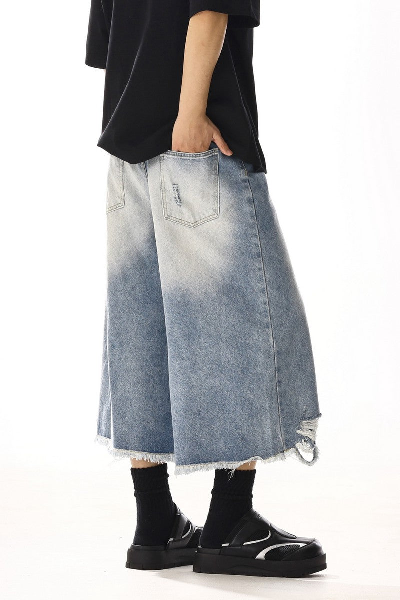 Distressed Raw Hem Jeans