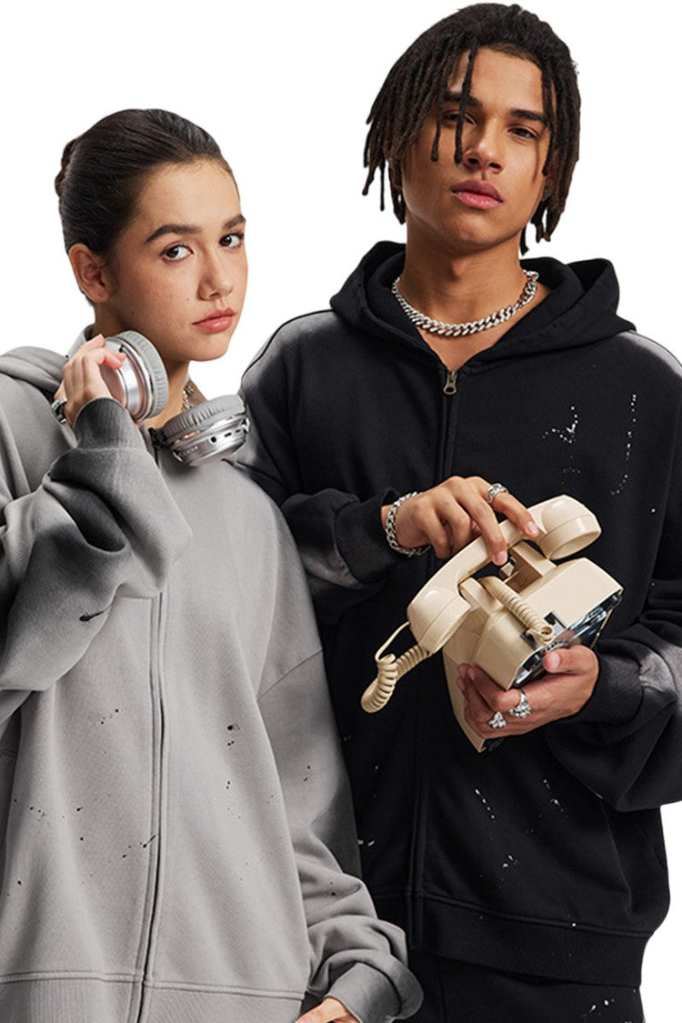 Spray Paint Graffiti Zip Hoodie — Trenqor Basics — view 5