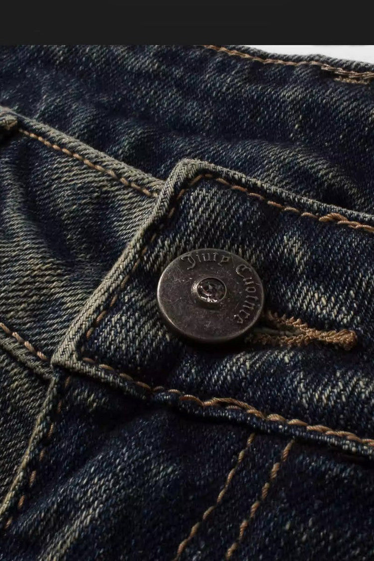 Vintage Wash Stretch Denim Jeans — GUGR — view 10