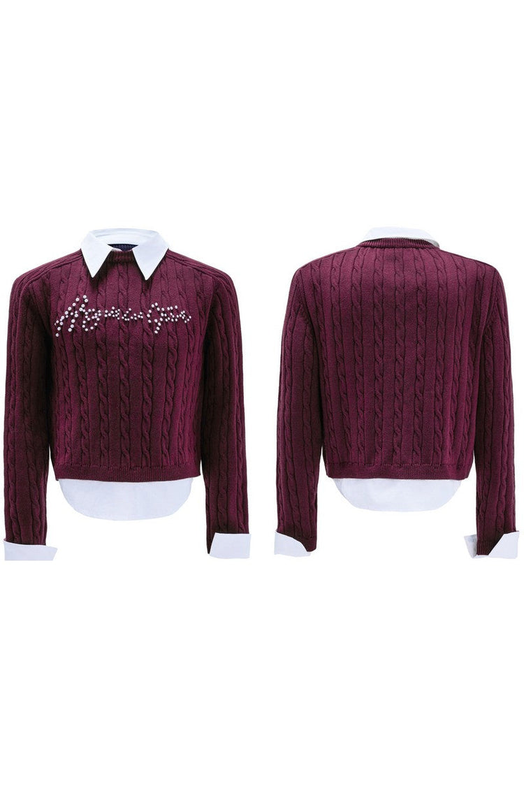Layered Pearl Knit Sweater