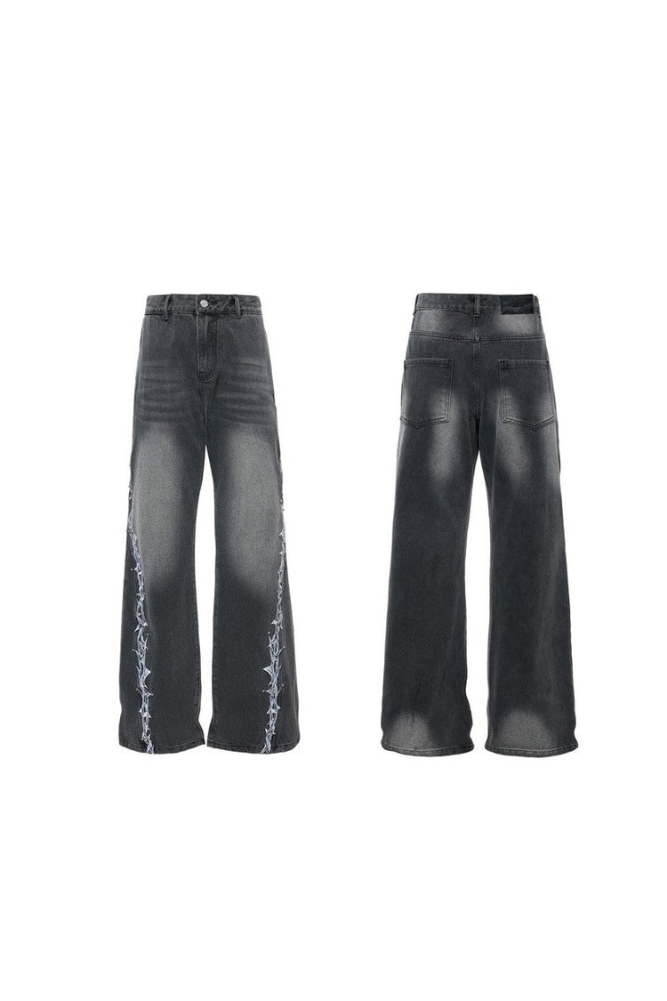 Embroidered Studded Jeans — Argue Culture — view 6