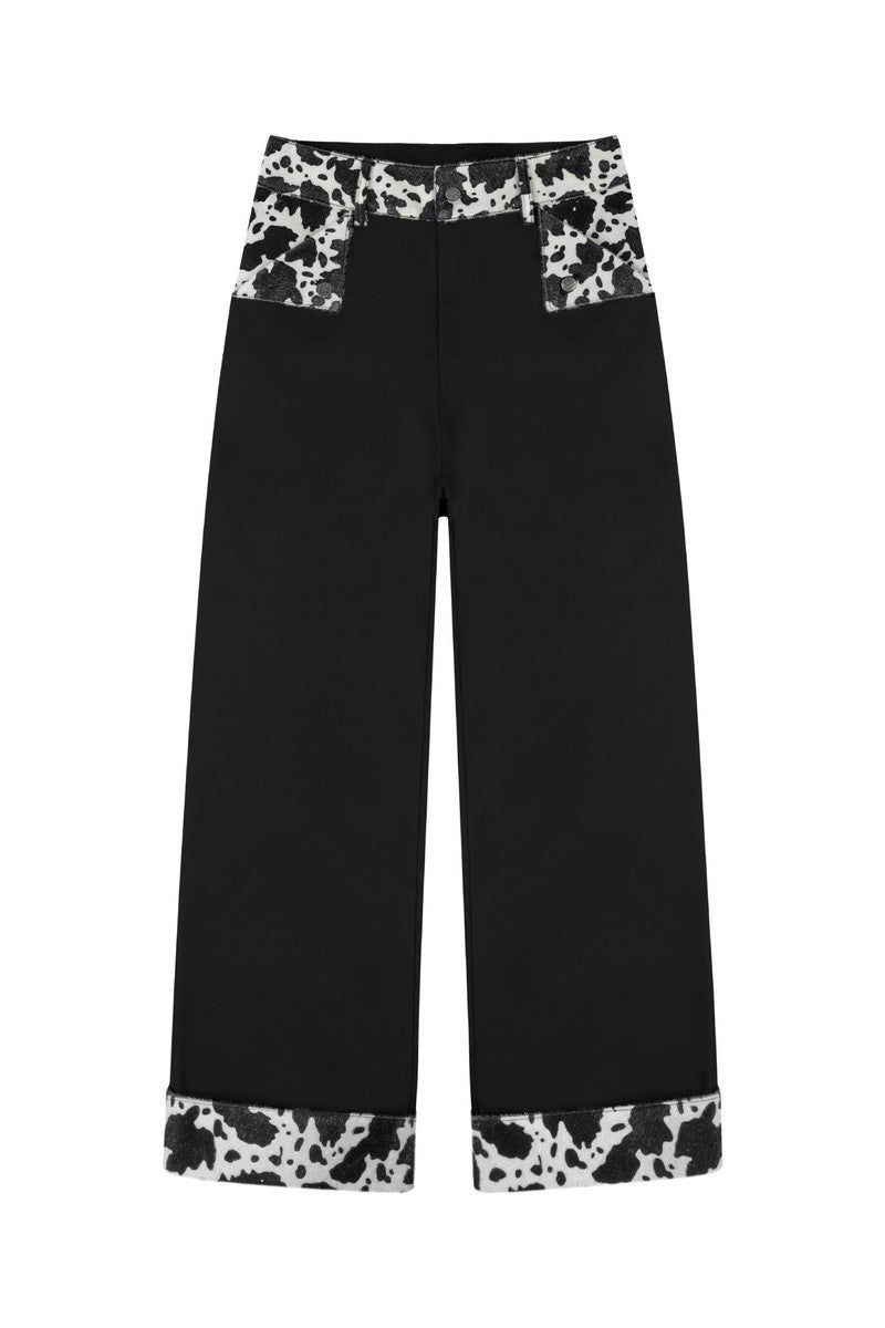 Animal Patchwork Wide Leg Pants