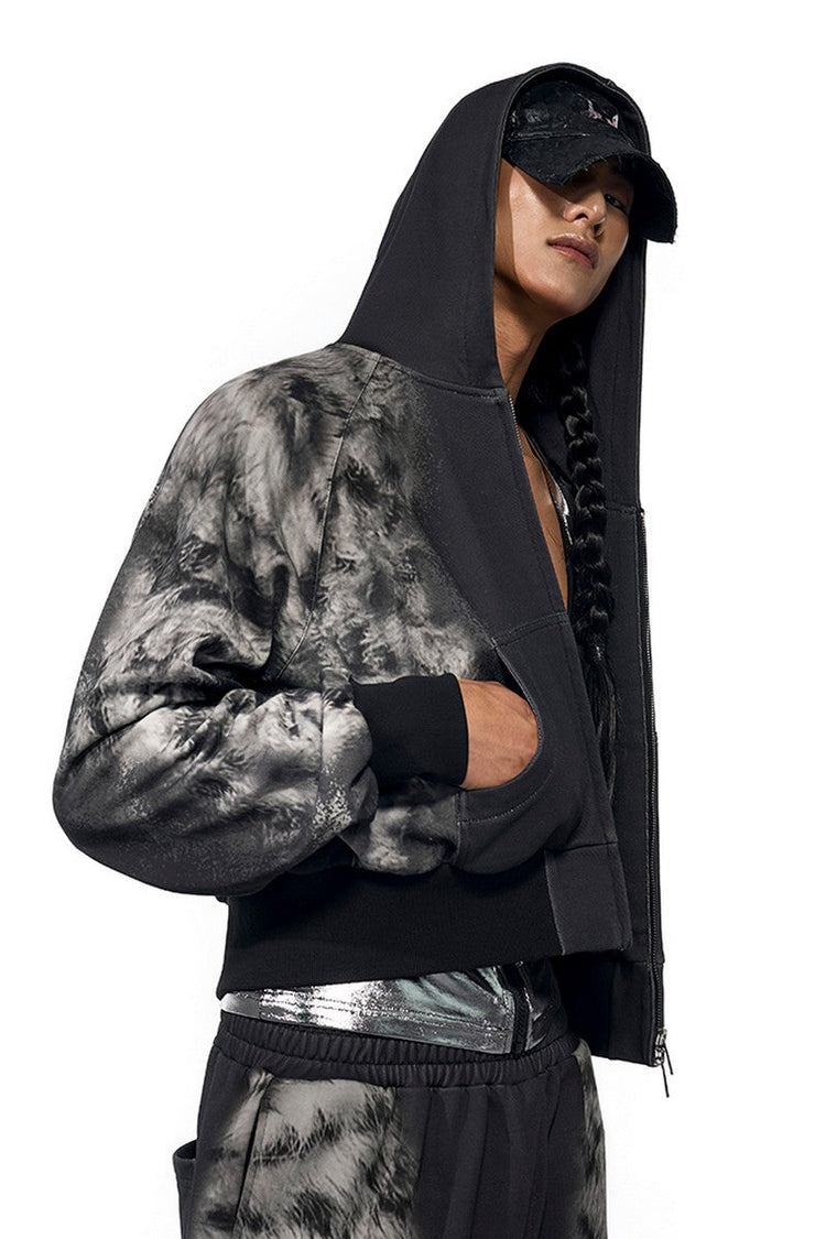 Smoke Camo Zip-Up Hoodie — STARTEXCEEDEND — view 4