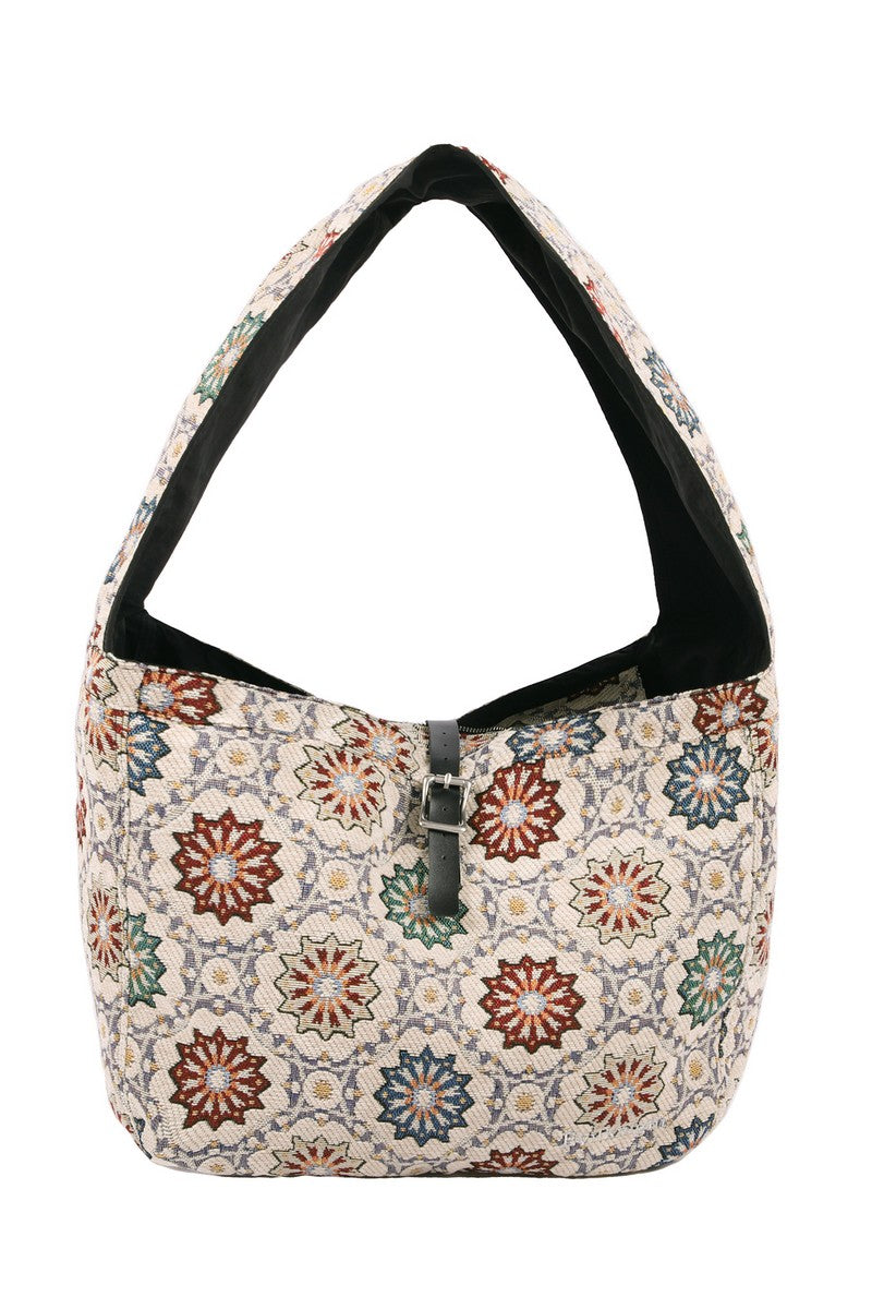 Jacquard Embroidered Crossbody Bag