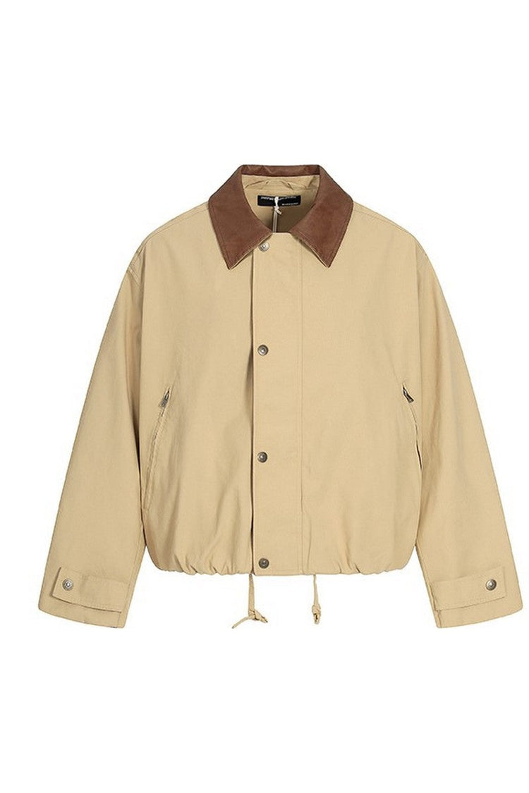 Patchwork Collar Work Jacket — Trenqor Basics — view 6