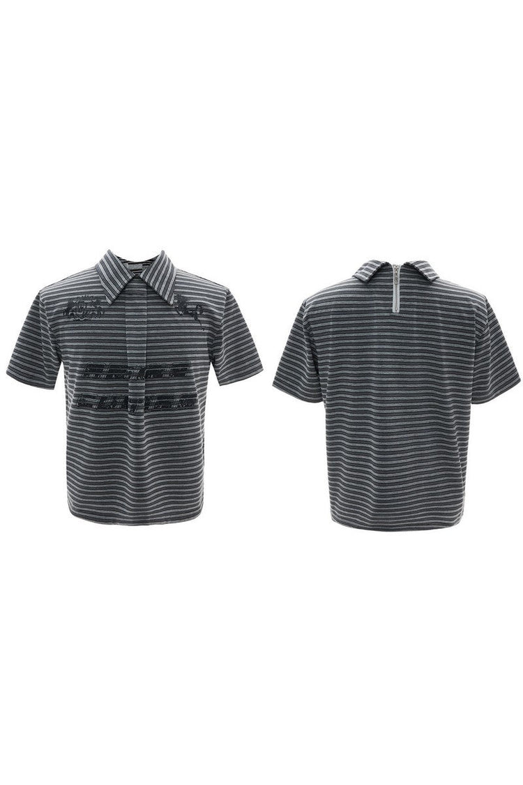 Striped Badge Polo Shirt — Argue Culture — view 6