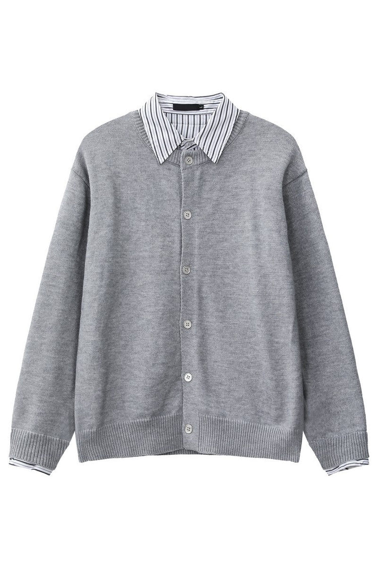 Striped Layered Look Knit Cardigan