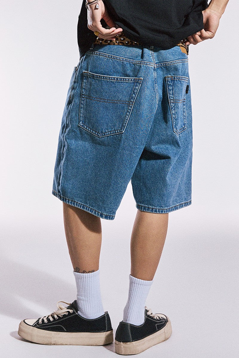 Washed Denim Shorts
