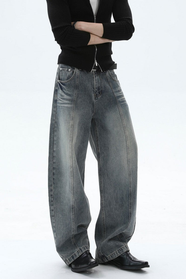 Washed Deconstructed Wide Leg Jeans — Turntide — view 4