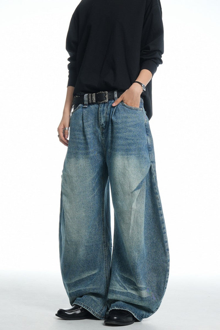 Wrinkled Blue Baggy Jeans — Trenqor Basics — view 5