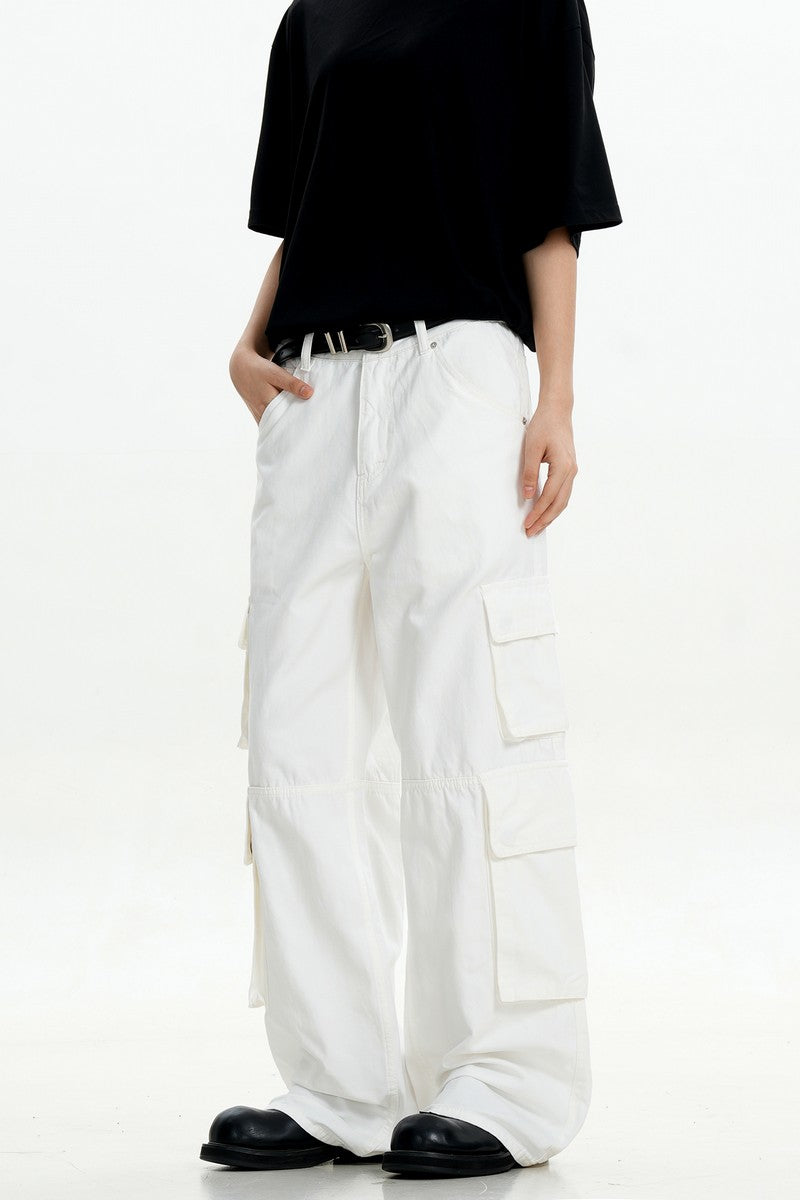 White Pocket Cargo Pants