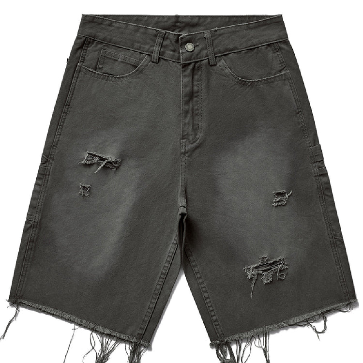 Loose Straight Distressed Fringe Jeans Shorts — Remedy — view 8