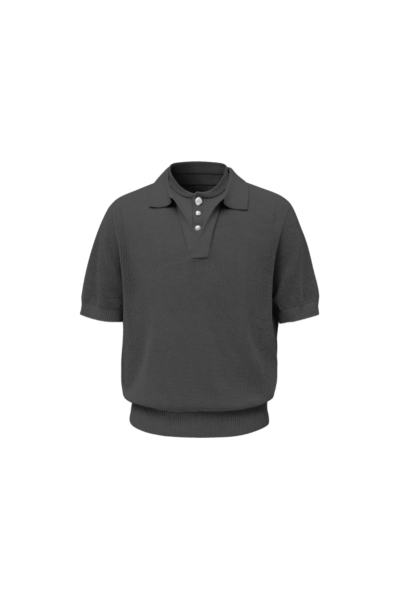 Layered Knit Polo Shirt