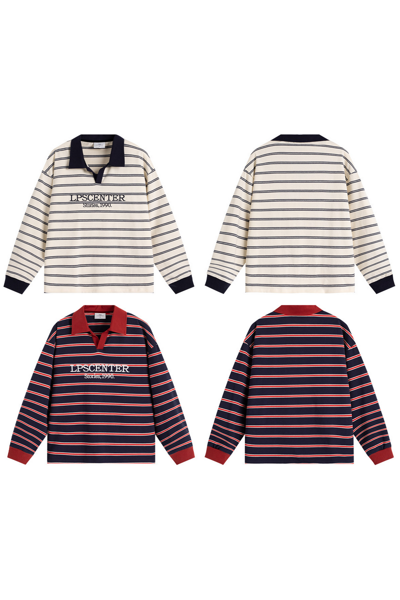 Striped Long Sleeve Polo
