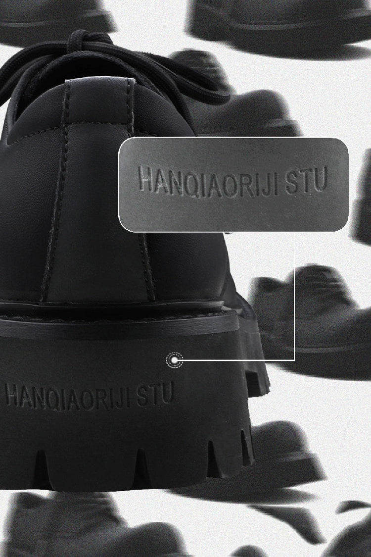 Carbon Black Derby Platform Shoes — Hanqiaoriji — view 5