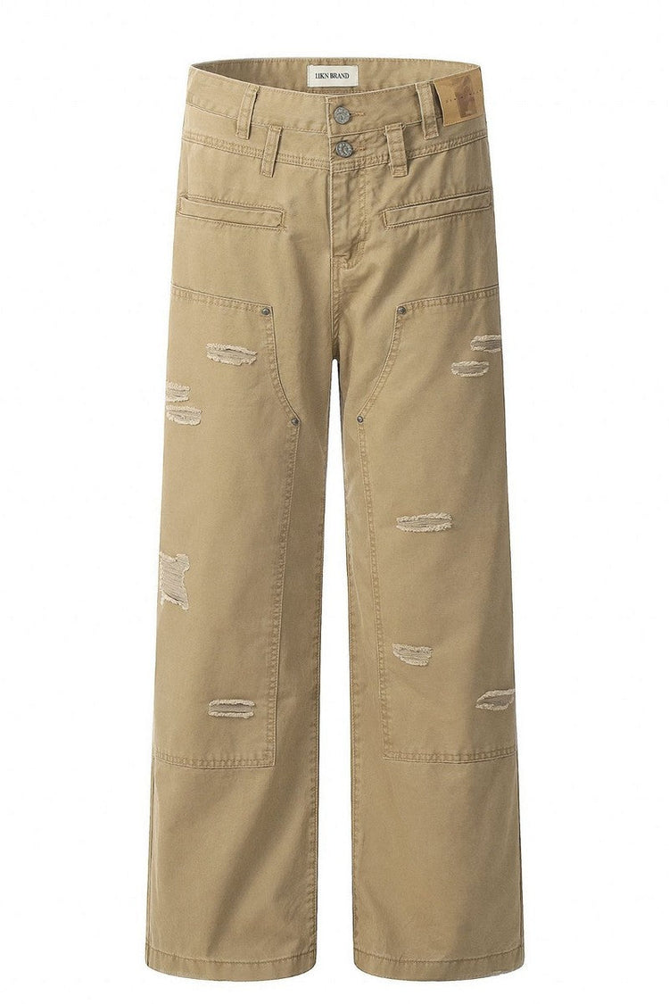 Irregular Distressed Cargo Pants — Trenqor Basics — view 6