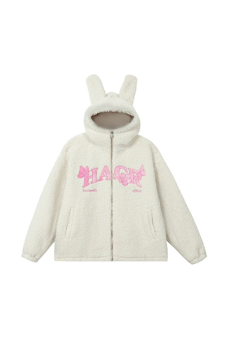 Furry Ears Butterfly Patch Sherpa Jacket — Harsh and Cruel — view 7