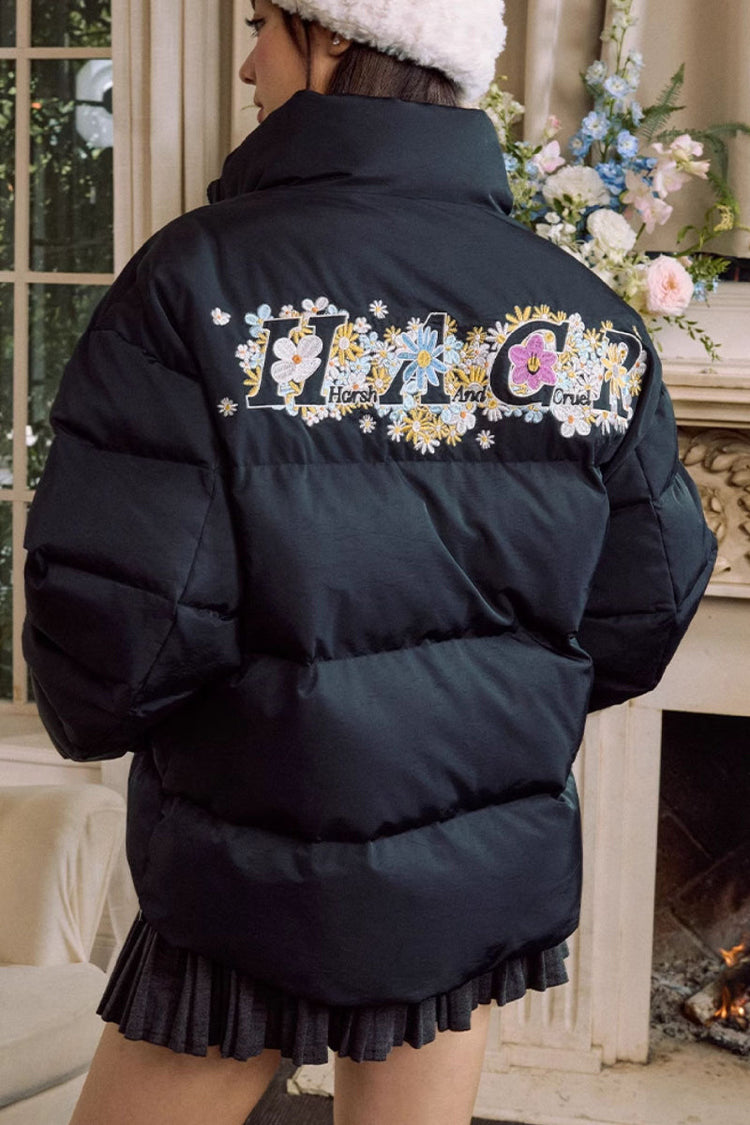 Cutout Cartoon Embroidered Puffer Jacket — Harsh and Cruel — view 5