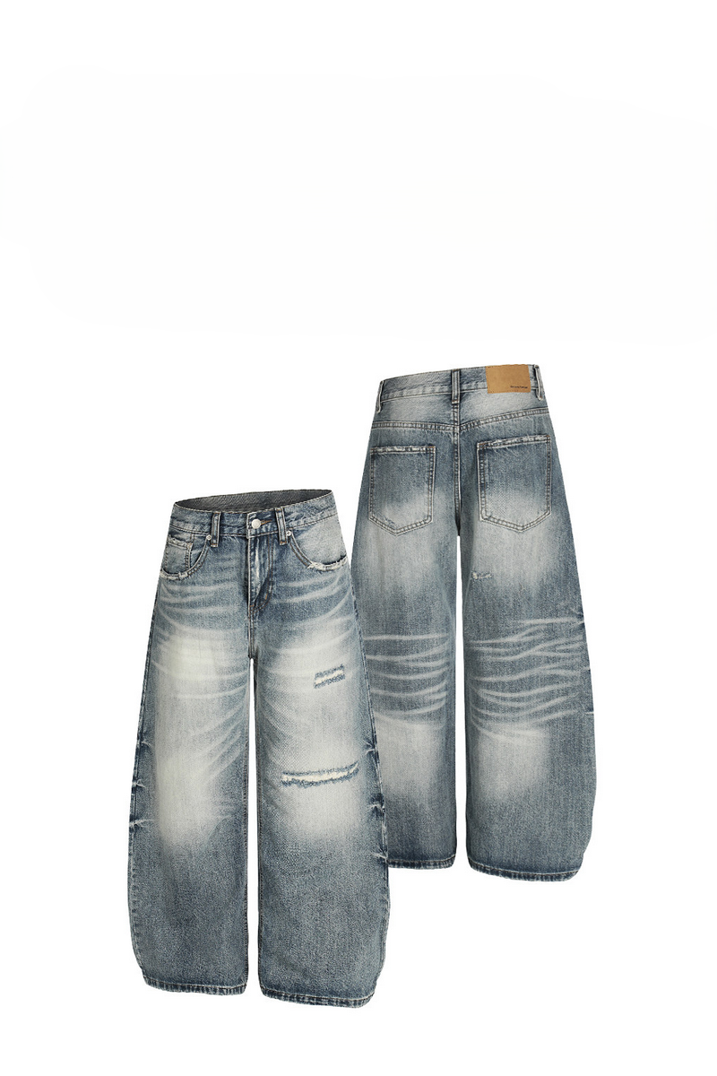 Distressed Baggy Barrel Jeans