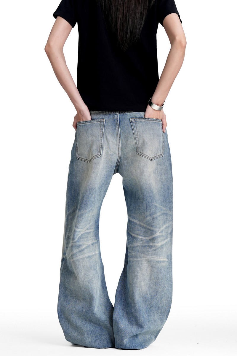 Distressed Bootcut Straight Leg Jeans
