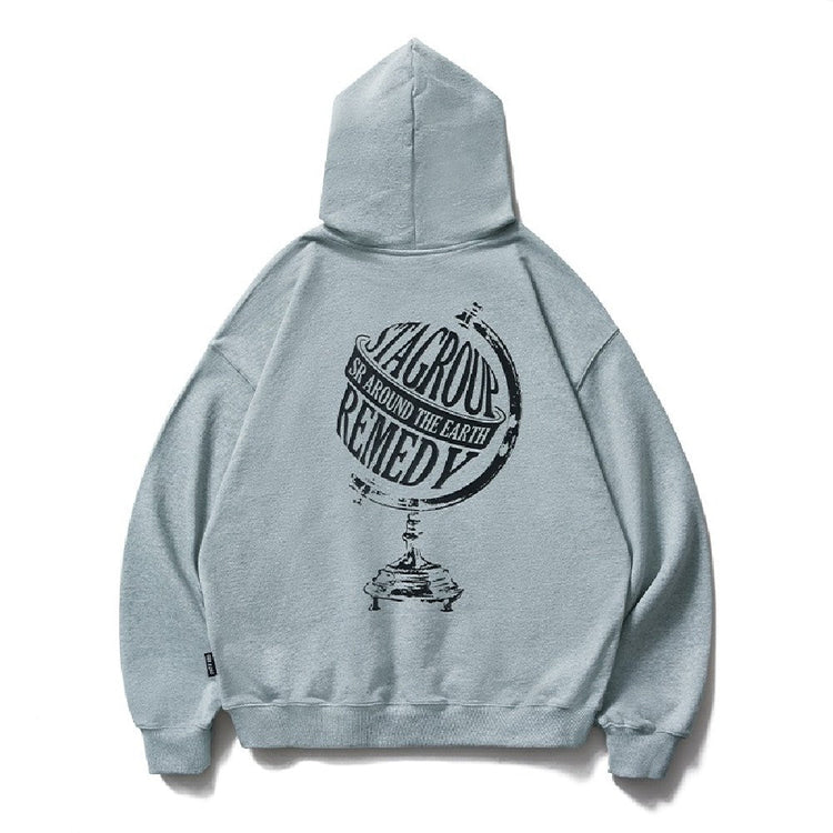 Globe Logo Print Hoodie — Remedy — view 7
