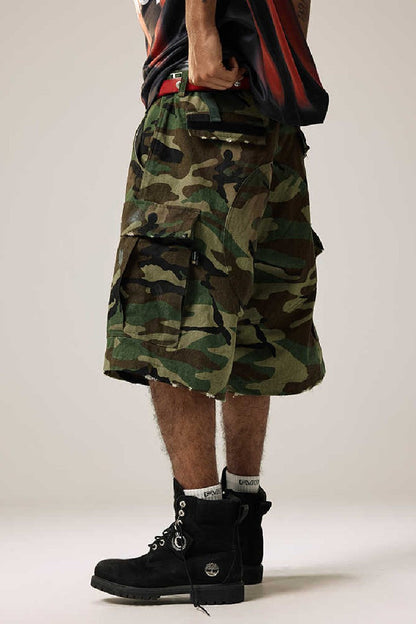 Camo Wide Leg Cargo Shorts