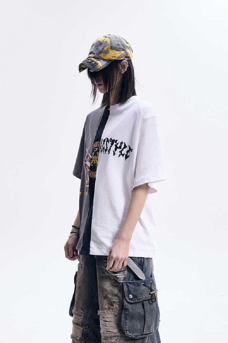 Patchwork Colorblock Graphic Tee — PeopleStyle — view 5