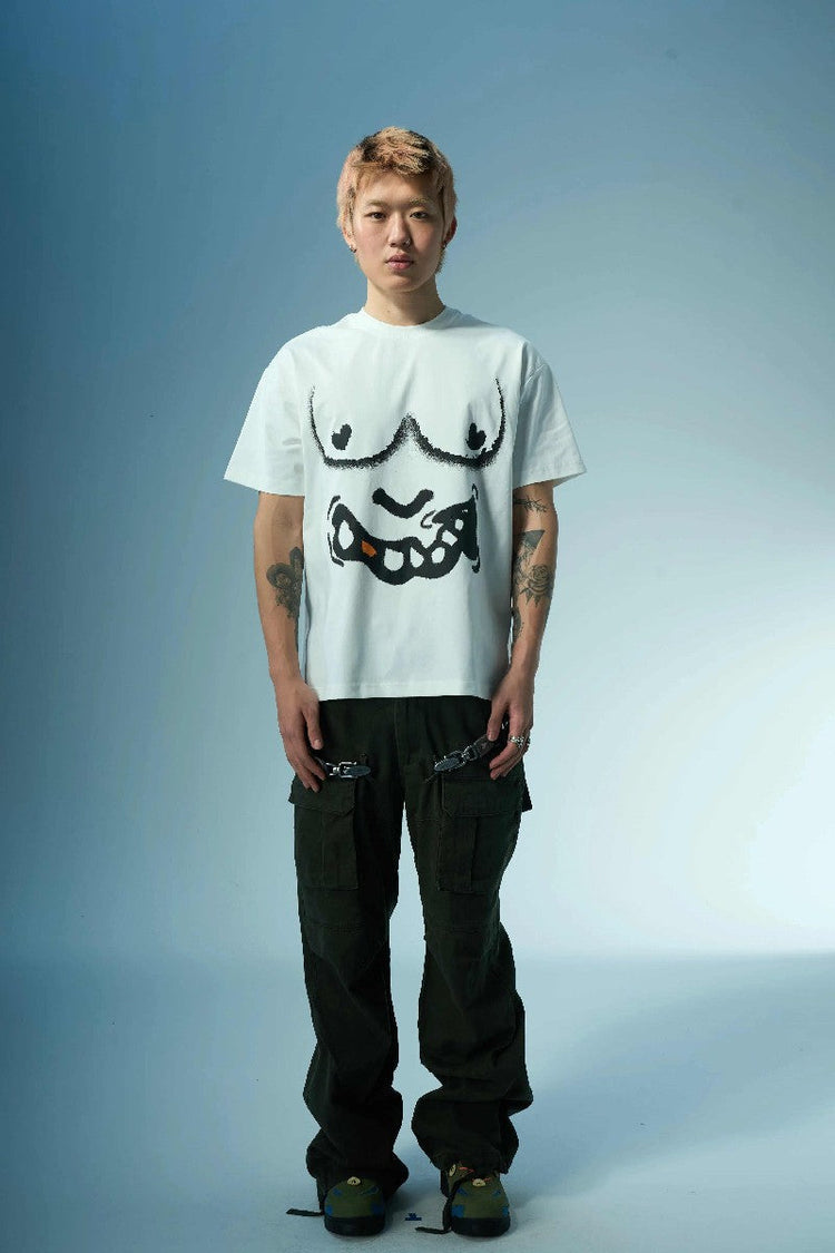 Graffiti Print Crewneck Tee — Evil Knight — view 2