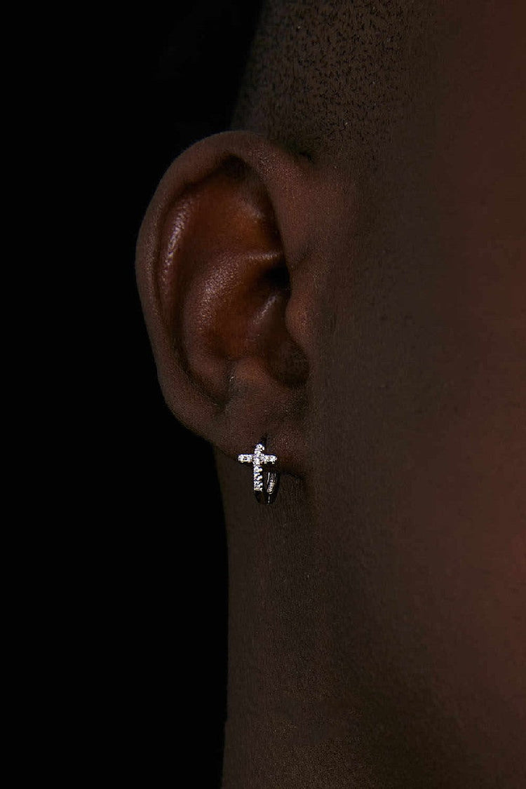 Cross Diamond Stud Earrings — Hit List — view 3
