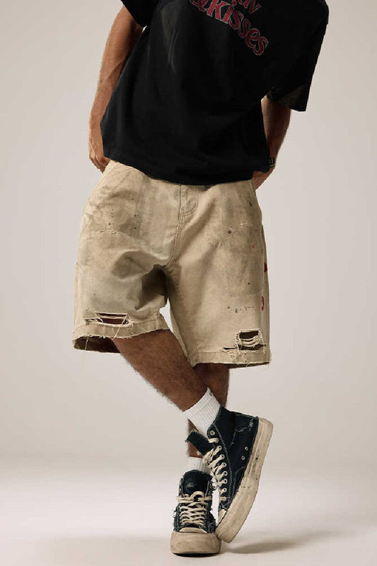 Distressed Washed Cargo Shorts