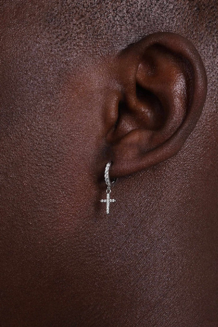 Diamond Cross Hoop Earrings — Hit List — view 5