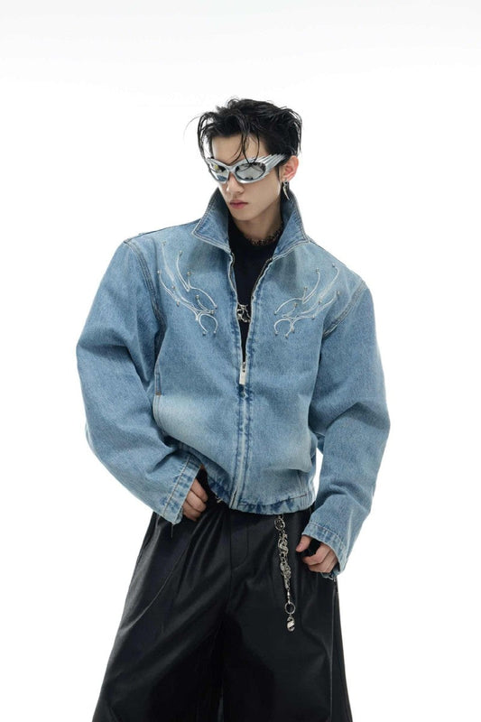 Washed Studded Denim Jacket