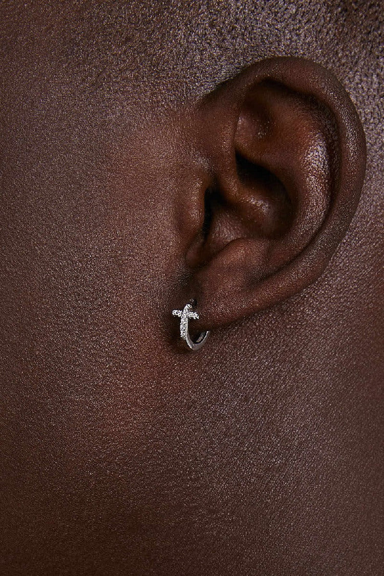 Cross Diamond Stud Earrings — Hit List — view 2
