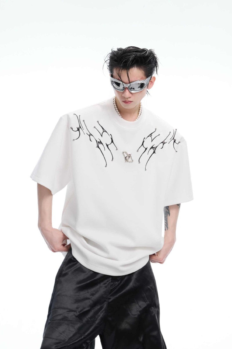 Embroidered Spine Graphic Tee