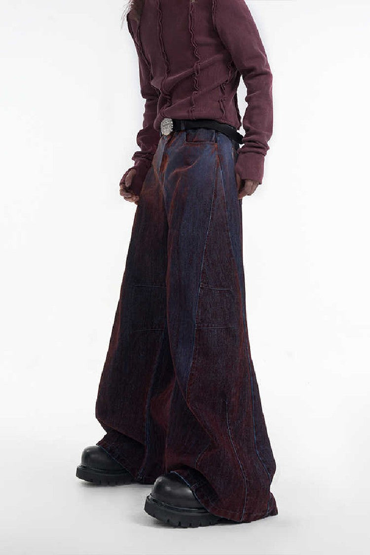 Flocked Patchwork Wide Jeans — STARTEXCEEDEND — view 2