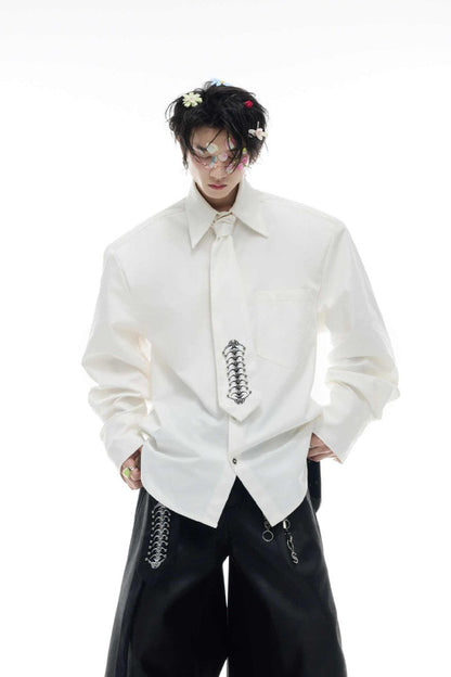Embroidered Spine Deconstructed Shirt